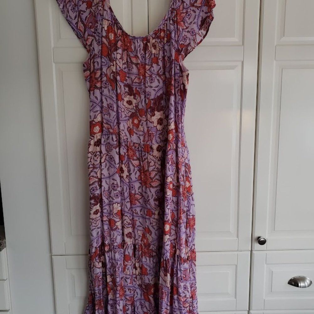 Knox Rose Purple Floral Dress - Short Flutter Sleeves - Womens XXL - NEW! - Picture 3 of 7